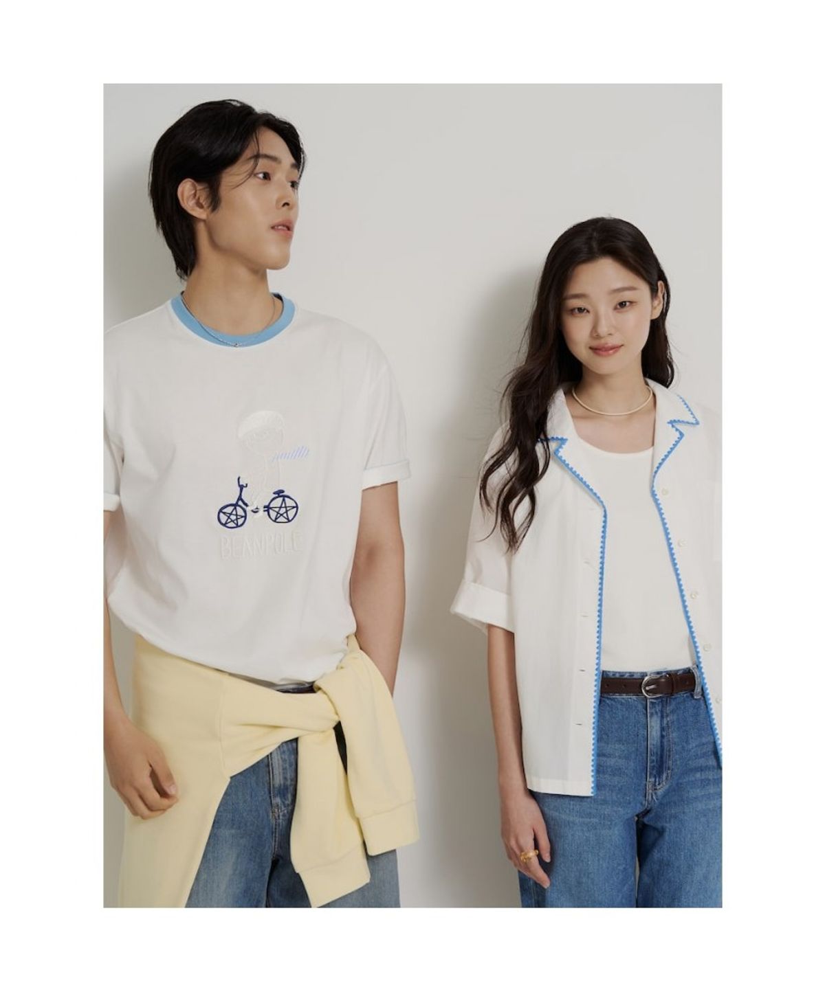 빈폴 멘(BEANPOLE MEN) [정희기] 링거 반소매 티셔츠  화이트