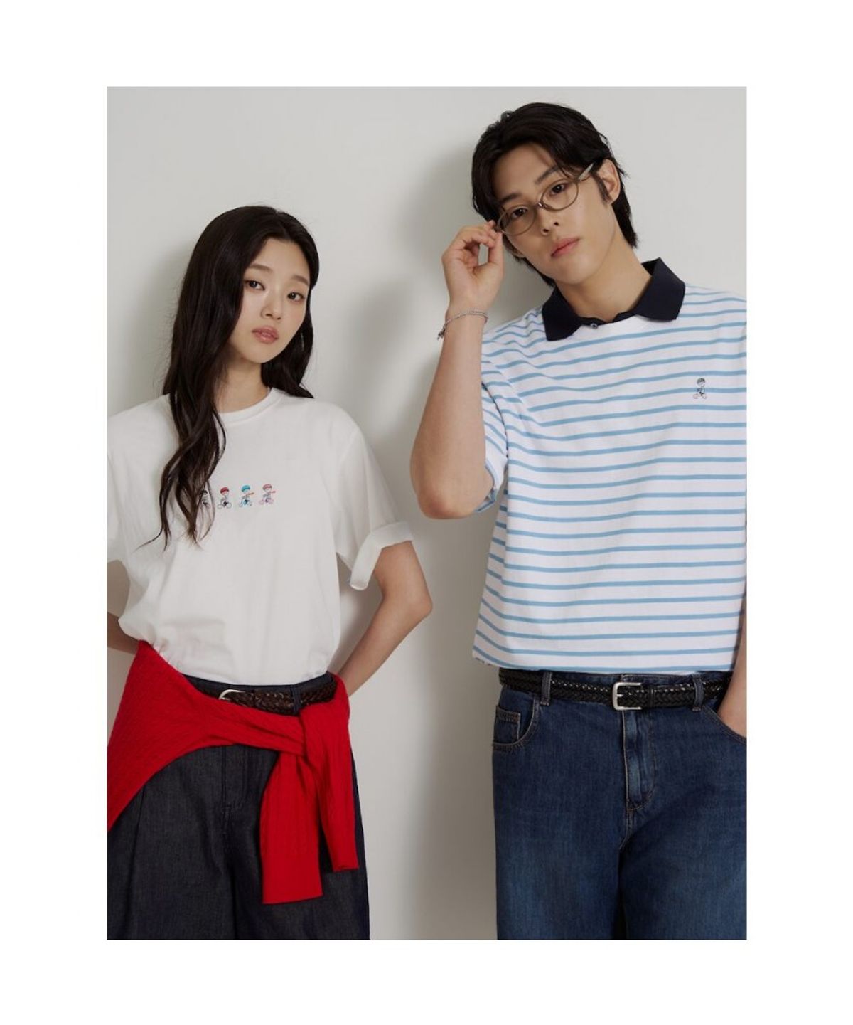 빈폴 멘(BEANPOLE MEN) [정희기] 스트라이프 반소매 티셔츠  화이트