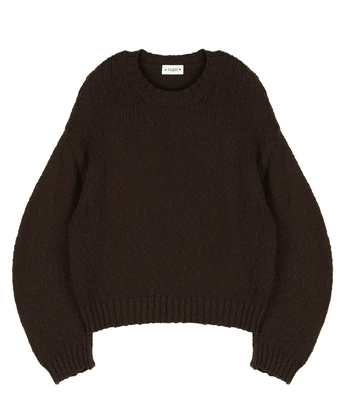 블레티(VLETI) [Cotton 100%] Round Cotton Boucle Balloon Knit (Brown)