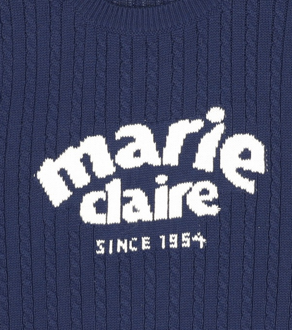 마리끌레르(MARIE CLAIRE) 마리끌레르 자카드 케이블 코튼 반팔 니트(MAFBKN07MNY) 40