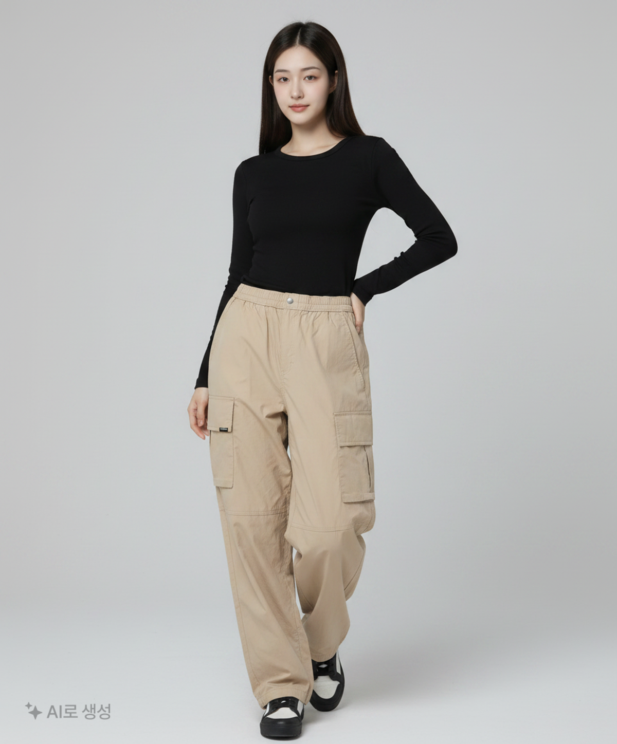 코닥(KODAK) ISO400 카고 스트레이트 팬츠 BEIGE XS