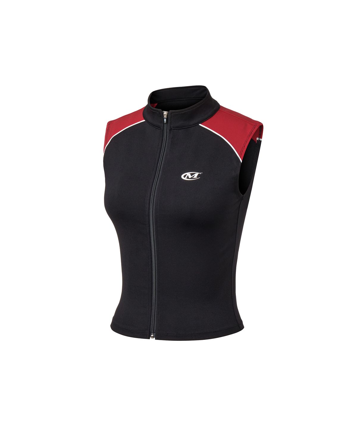 미학(MIHAK) 컬러 블록 슬리브리스 집업 자켓 (BLACK)