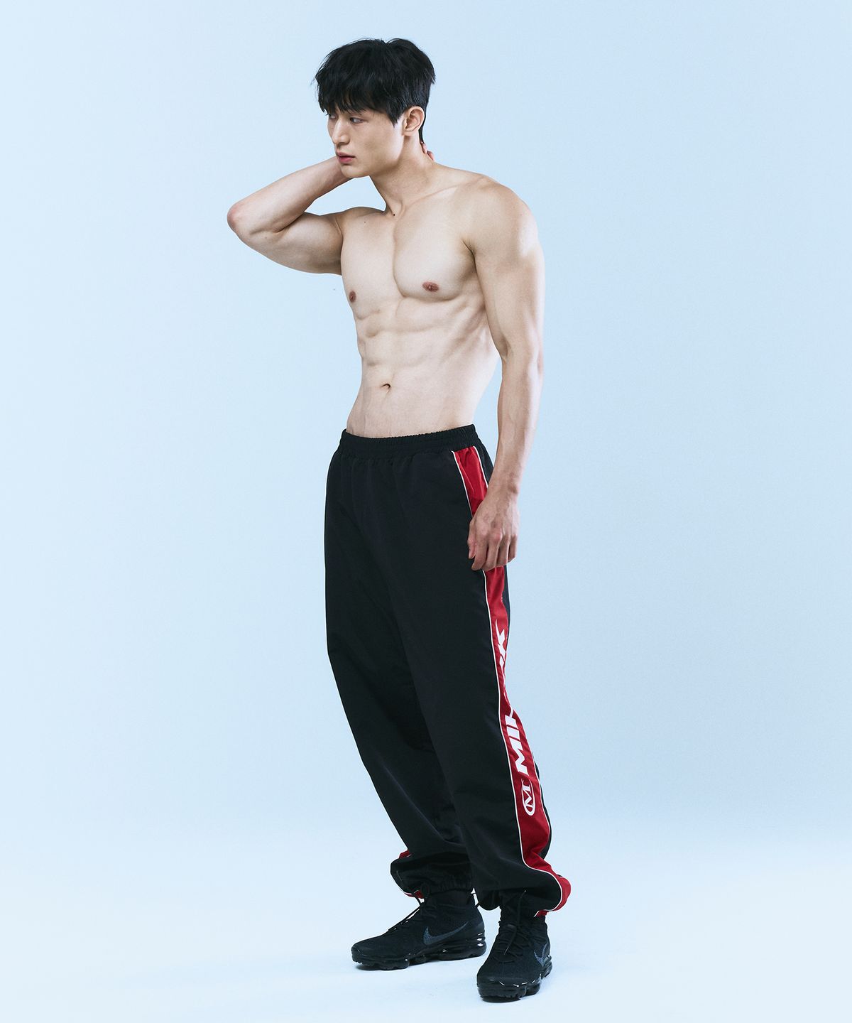 미학(MIHAK) 컬러 블록 트랙 조거팬츠 (BLACK)