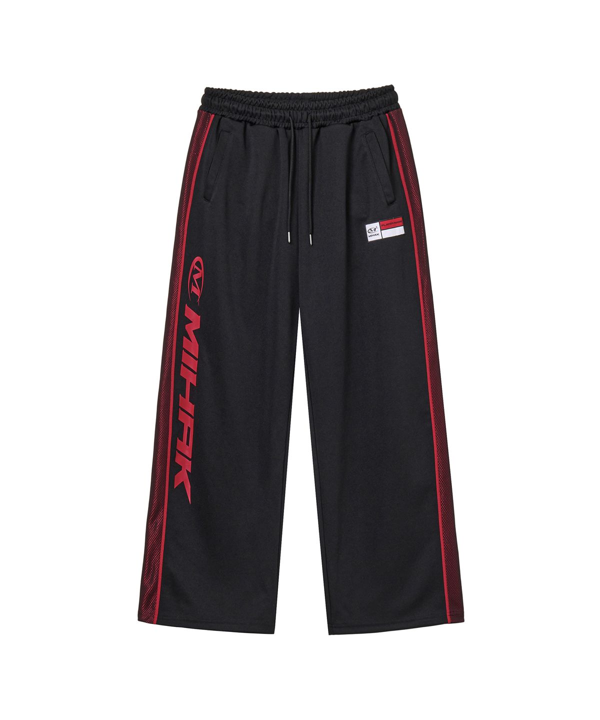 미학(MIHAK) 스폰서 로고 메쉬 저지 와이드 팬츠 (BLACK/RED)