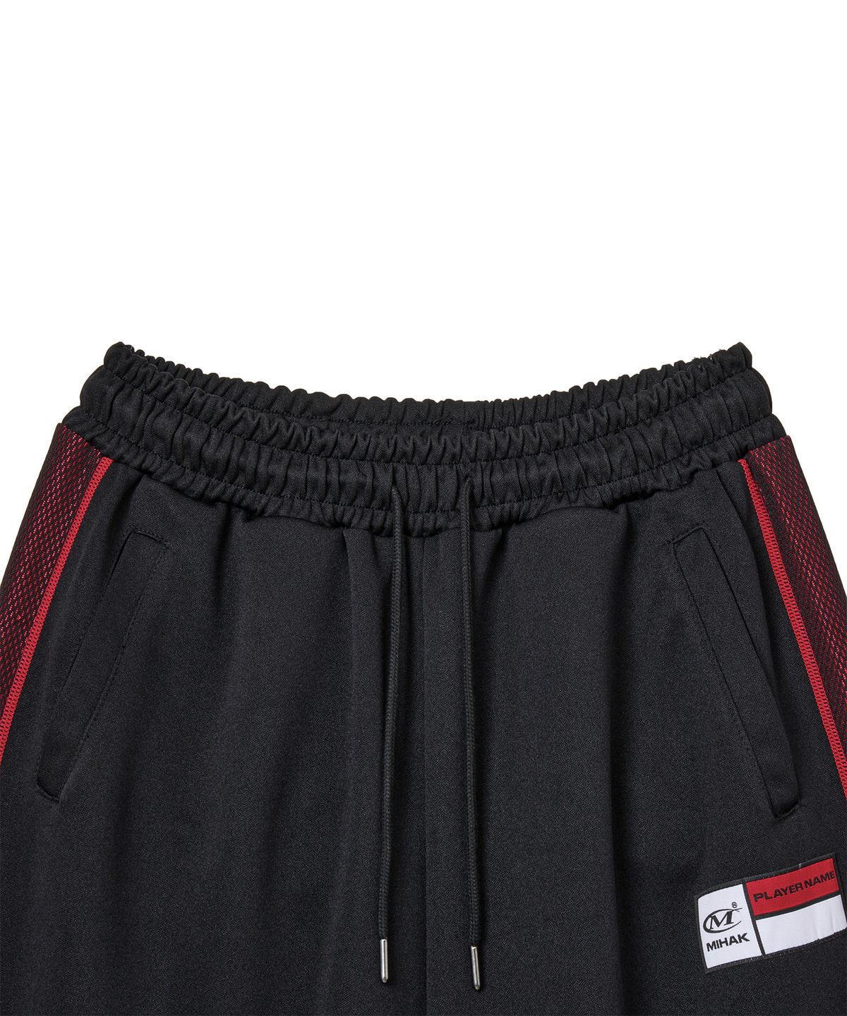 미학(MIHAK) 스폰서 로고 메쉬 저지 와이드 팬츠 (BLACK/RED)