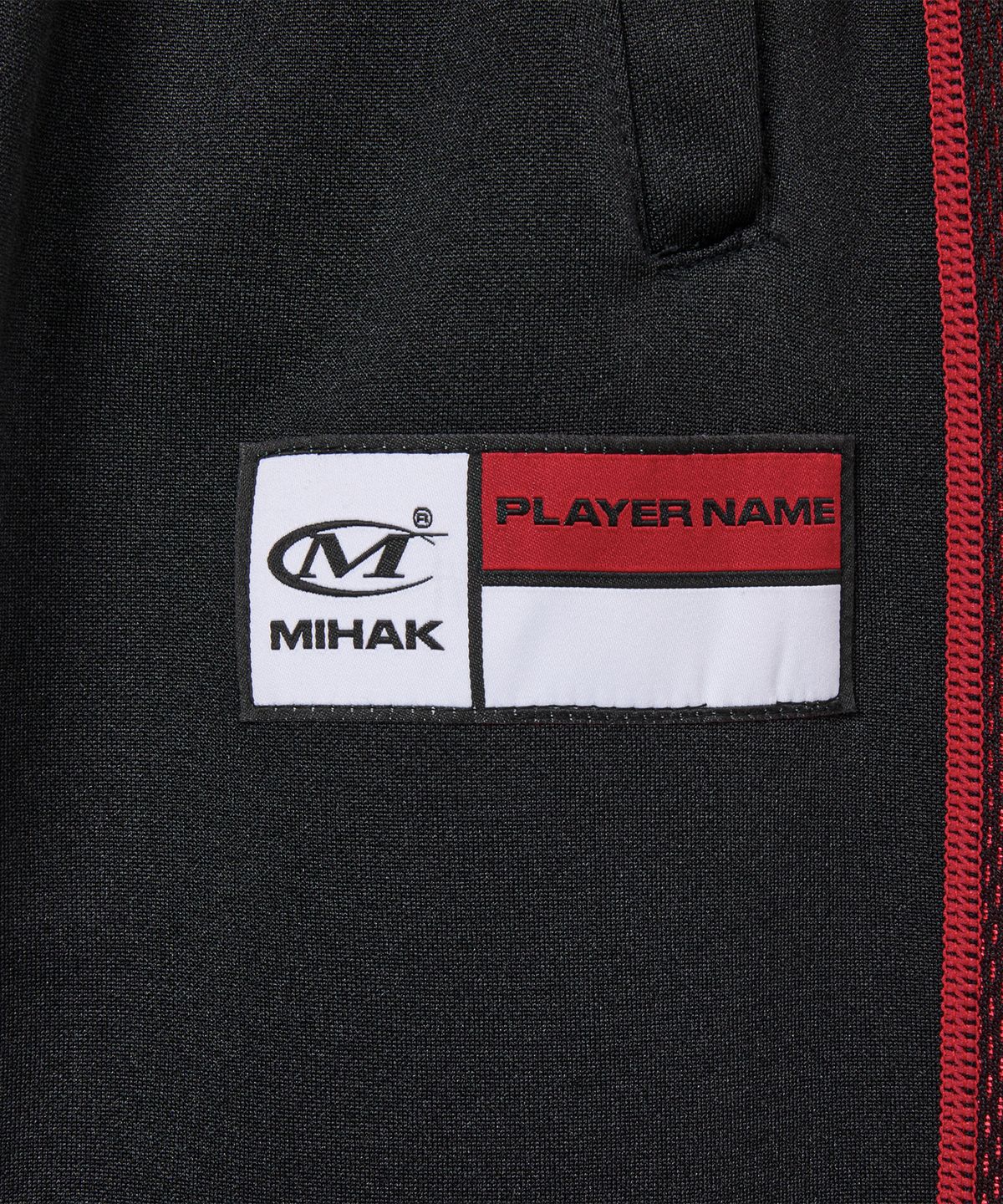 미학(MIHAK) 스폰서 로고 메쉬 저지 와이드 팬츠 (BLACK/RED)