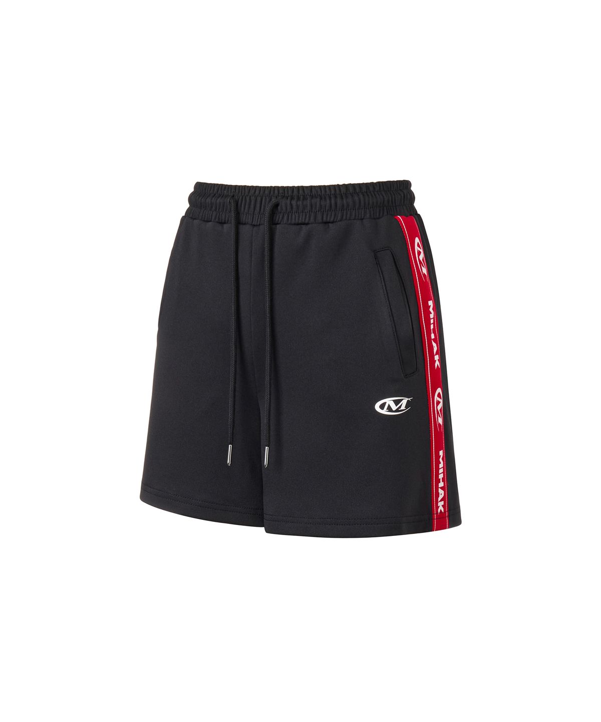 미학(MIHAK) [SET] 레터링 테이프 크롭 트랙 쇼츠 세트 (BLACK)