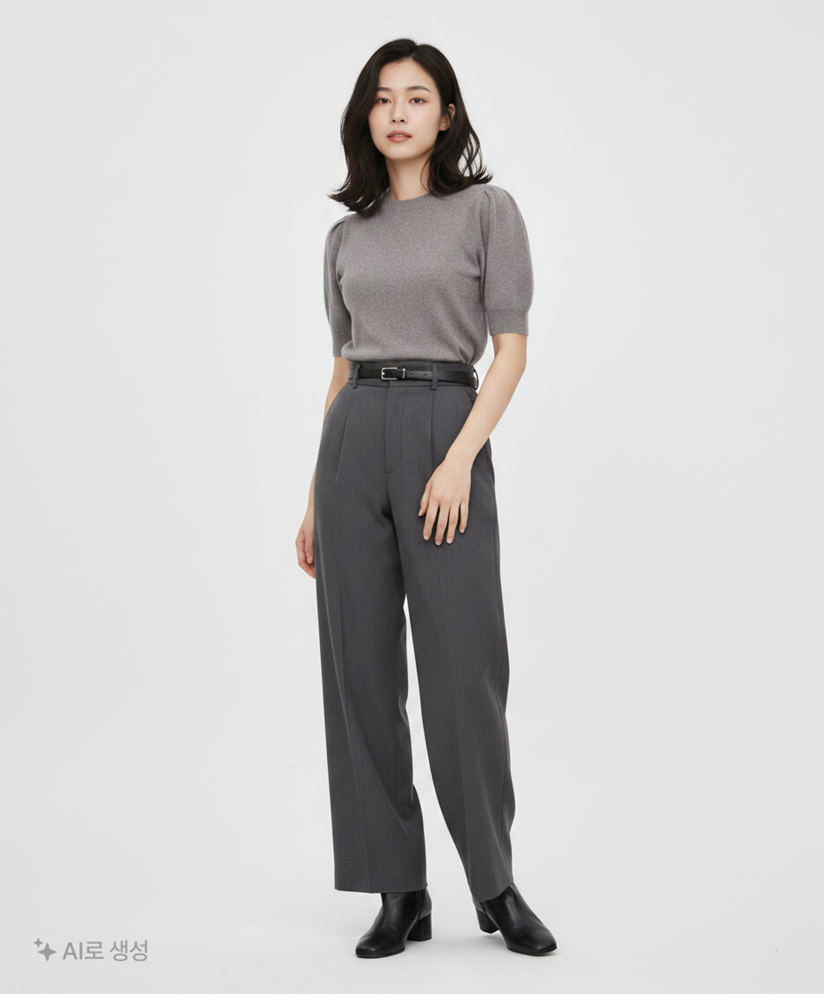 던스트(DUNST) PETIT HALF SLEEVE KNIT TOP MELANGE GREY_UDSW4C201G2 L