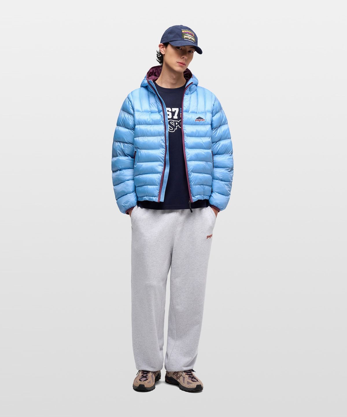 잔스포츠(JANSPORT) 베이직 로고 경량 패딩 SKY BLUE
