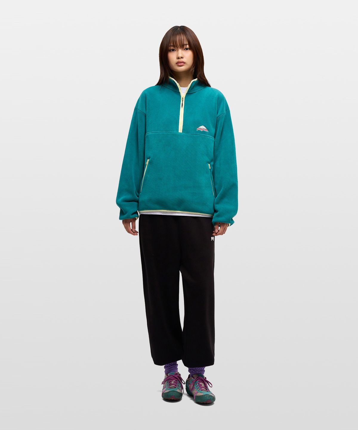 잔스포츠(JANSPORT) 로고 플리스 풀오버 MINT