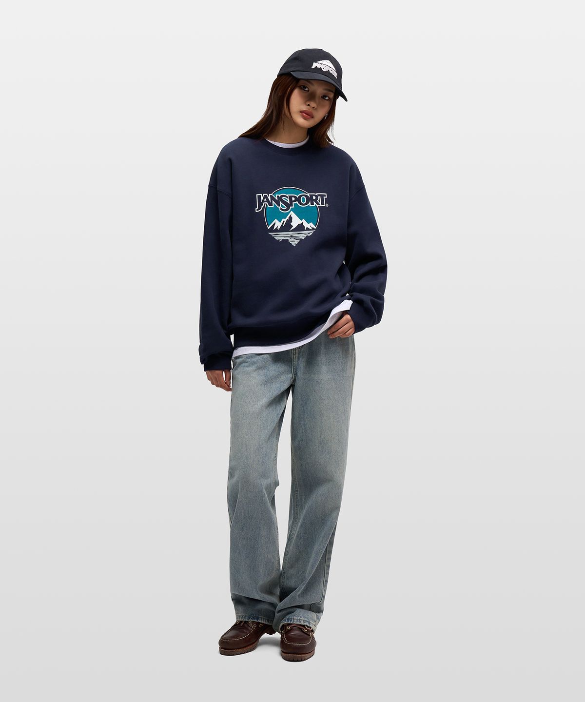 잔스포츠(JANSPORT) 리니어 마운틴 스웨트 셔츠 NAVY