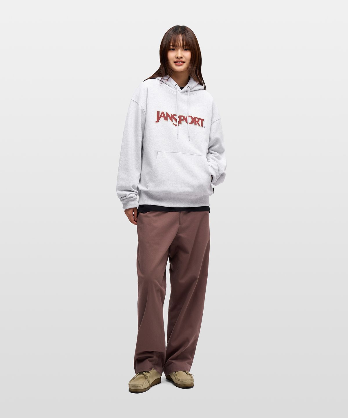 잔스포츠(JANSPORT) 베이직 로고 후디 MELANGE