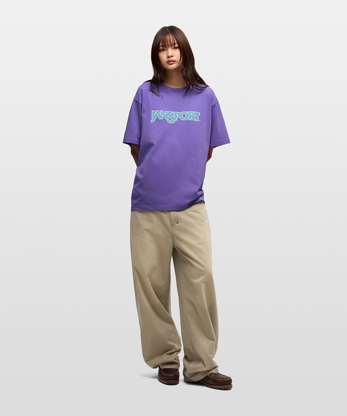 잔스포츠(JANSPORT) 베이직 로고 티셔츠 PURPLE