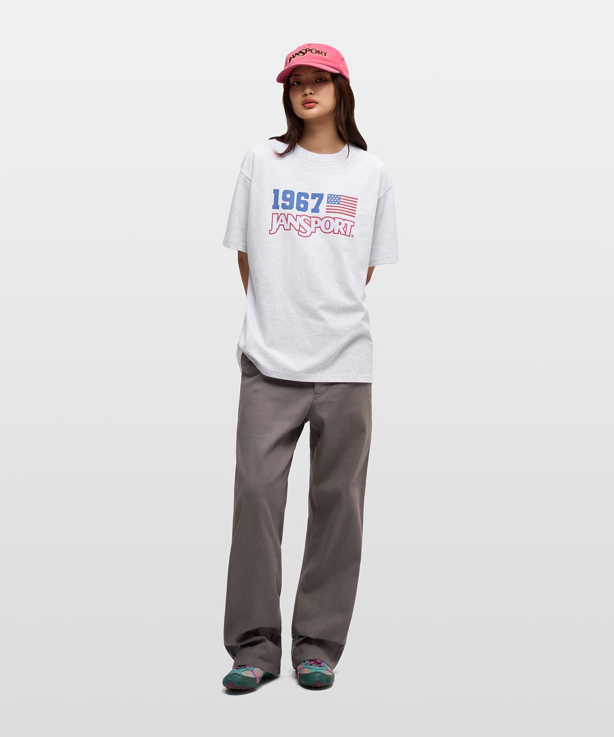 잔스포츠(JANSPORT) 그래픽 로고 티셔츠 MELANGE
