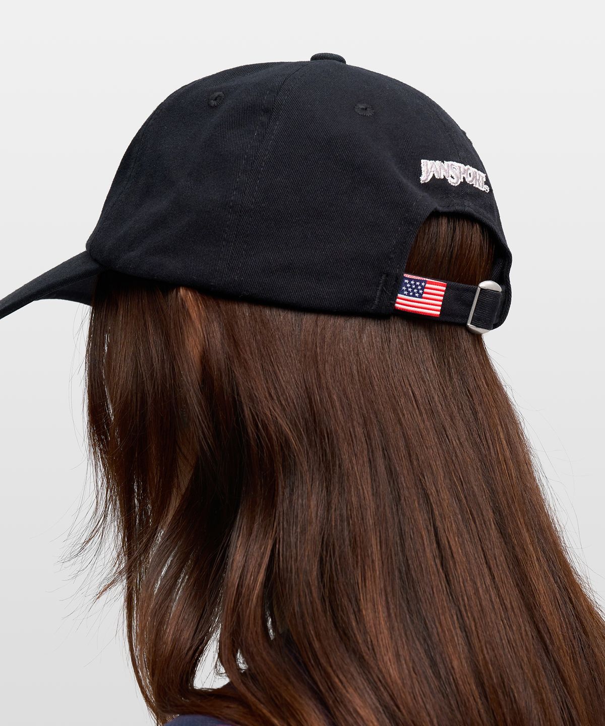 잔스포츠(JANSPORT) 리니어 로고 캡 BLACK