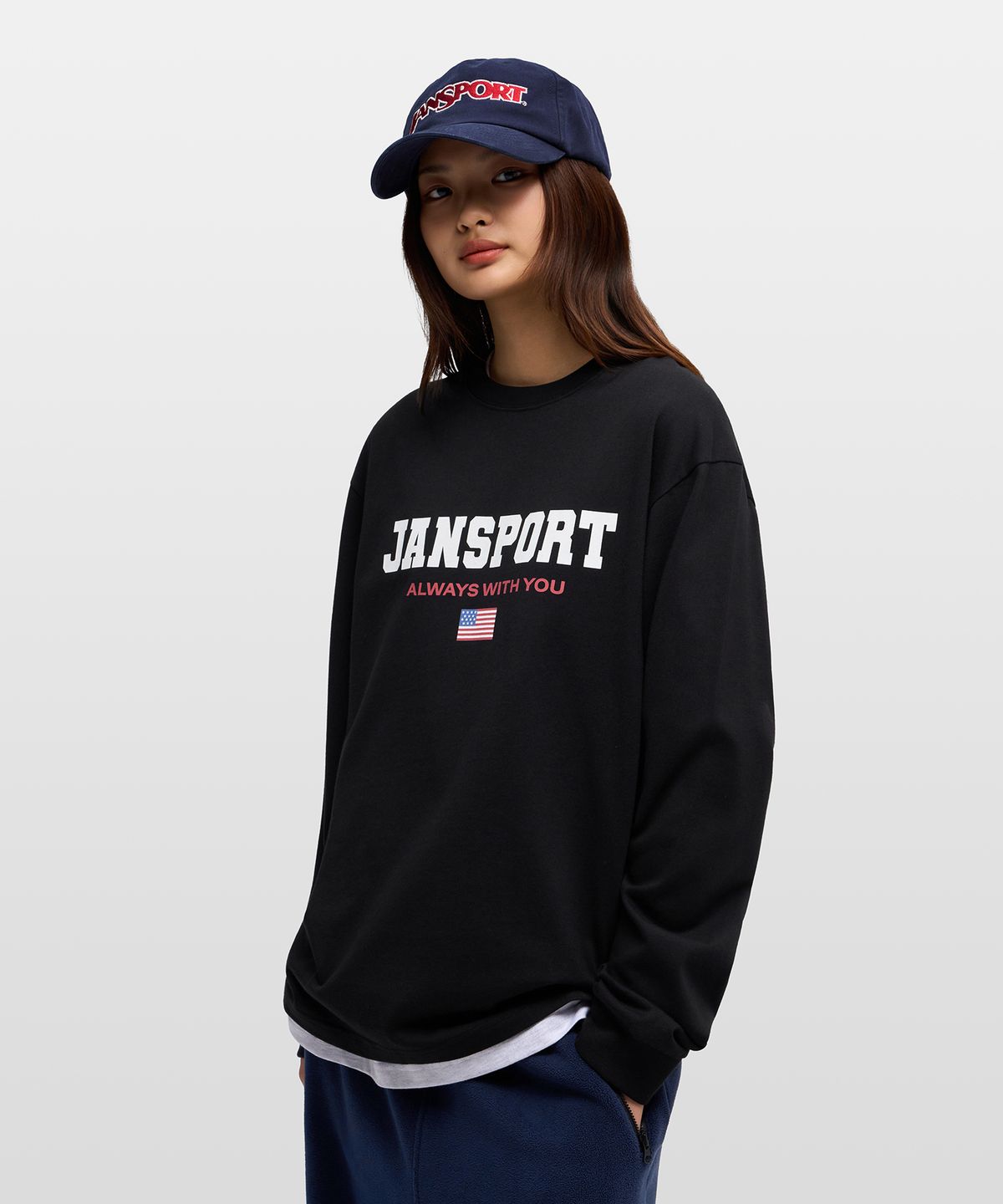 잔스포츠(JANSPORT) 베이직 로고 캡 Navy