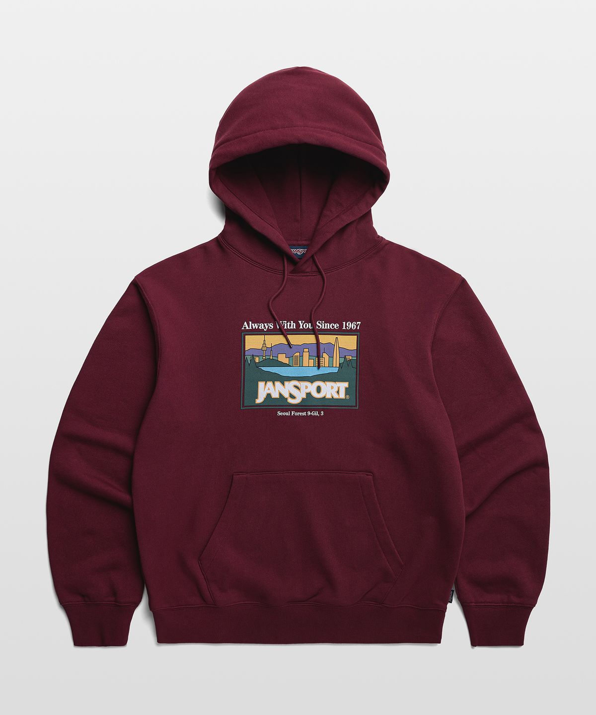 잔스포츠(JANSPORT) 시티 로고 후디 BURGUNDY