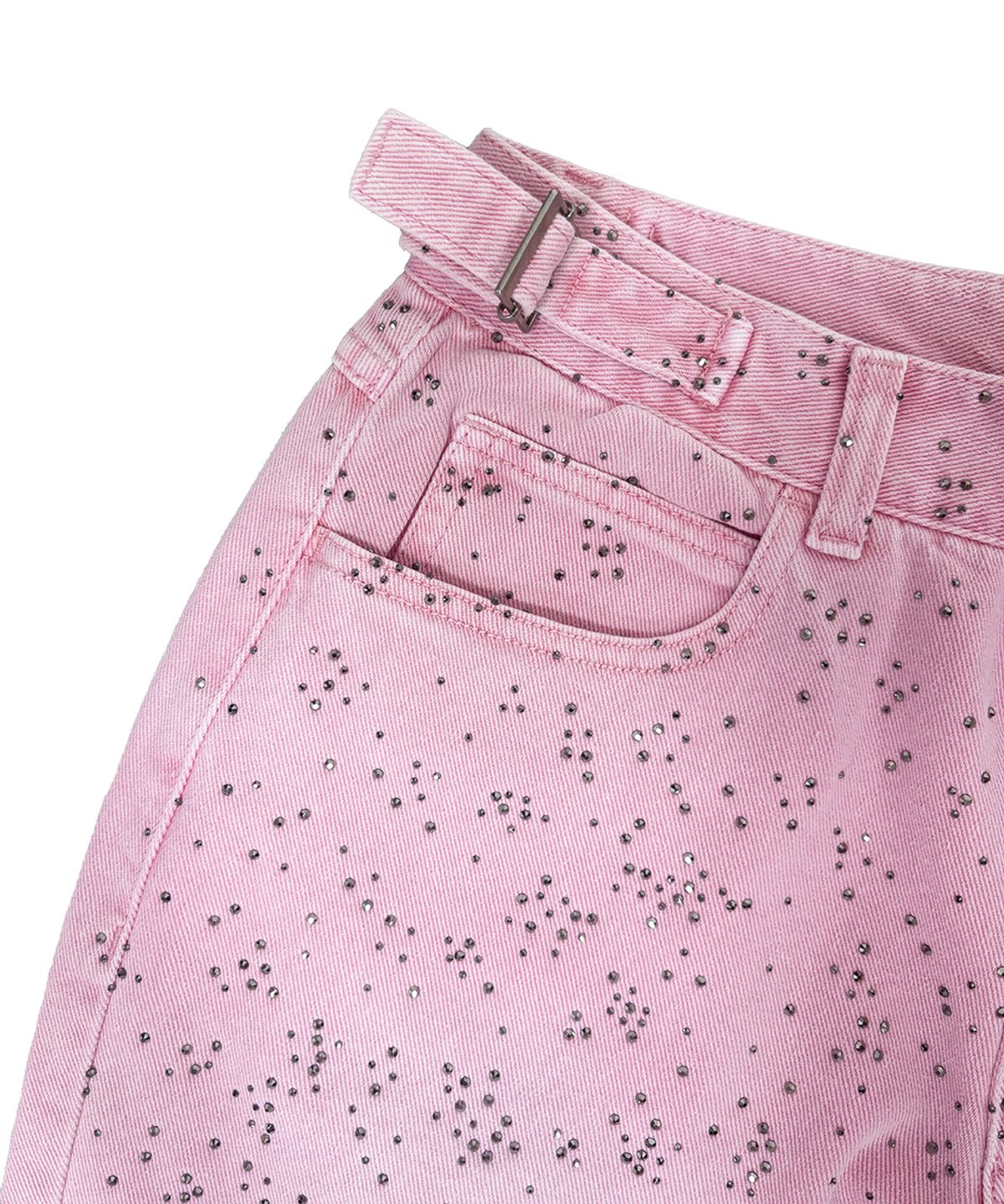 그레일즈(GRAILZ) CRYSTAL WASHED DENIM PANTS [PINK]