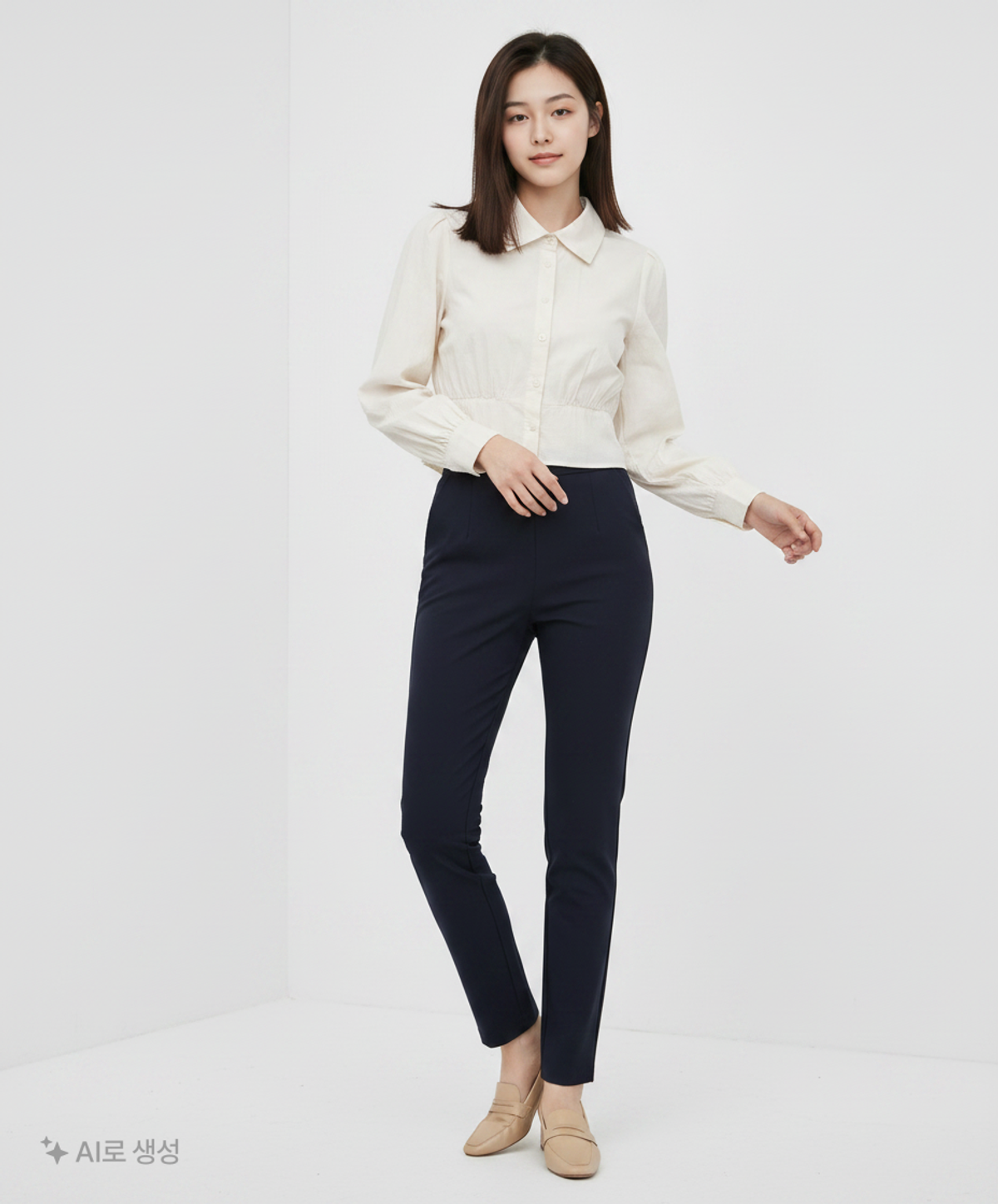 미쏘(MIXXO) 셔츠형 크롭 블라우스 MIWBLD323G S
