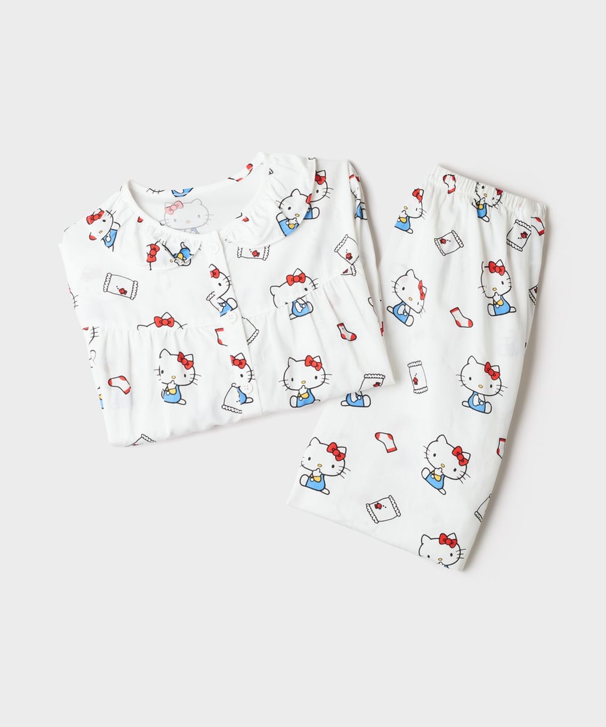 스파오 키즈(SPAO KIDS) [키즈] (산리오캐릭터즈) 프릴 긴팔 파자마(White)_SPPPG49KG1