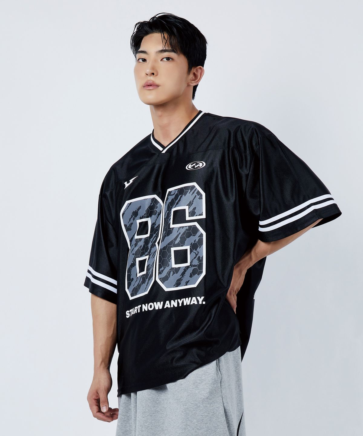 베트랙트(BATTRACT) 카모 그래픽 86 트랙라인 럭비 저지 [BLACK]