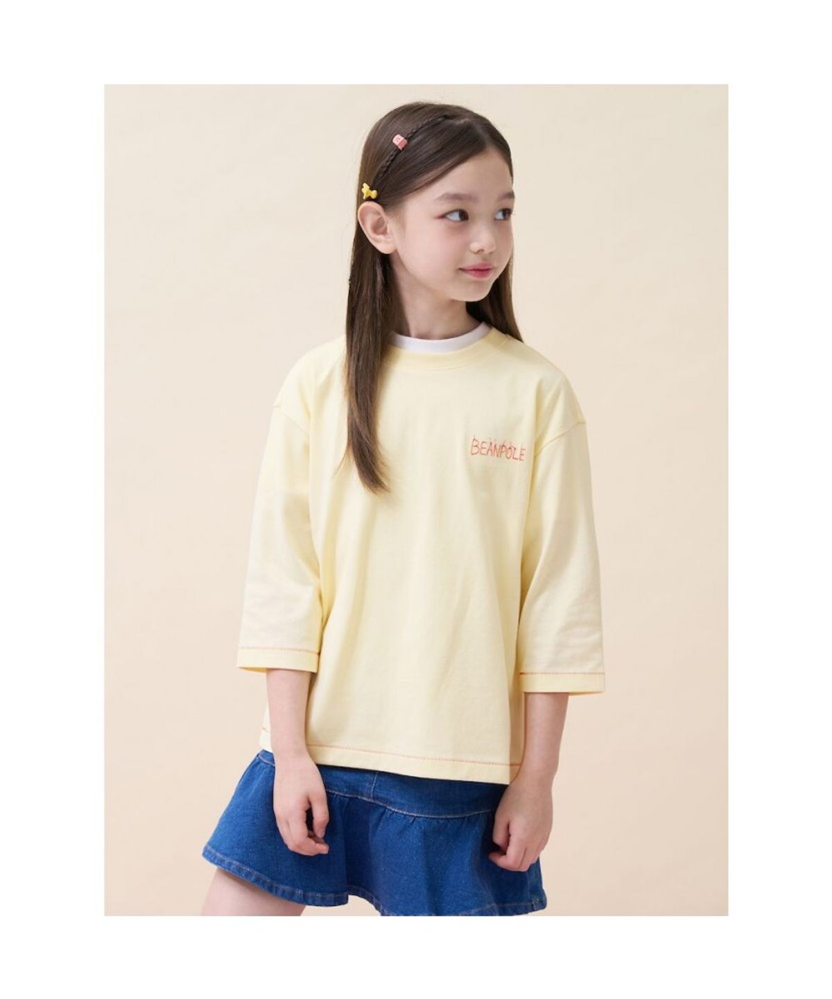 빈폴 키즈(BEANPOLE KIDS) [정희기] 등판 4모티브 7부 티셔츠  옐로우 (BI6741U03E)