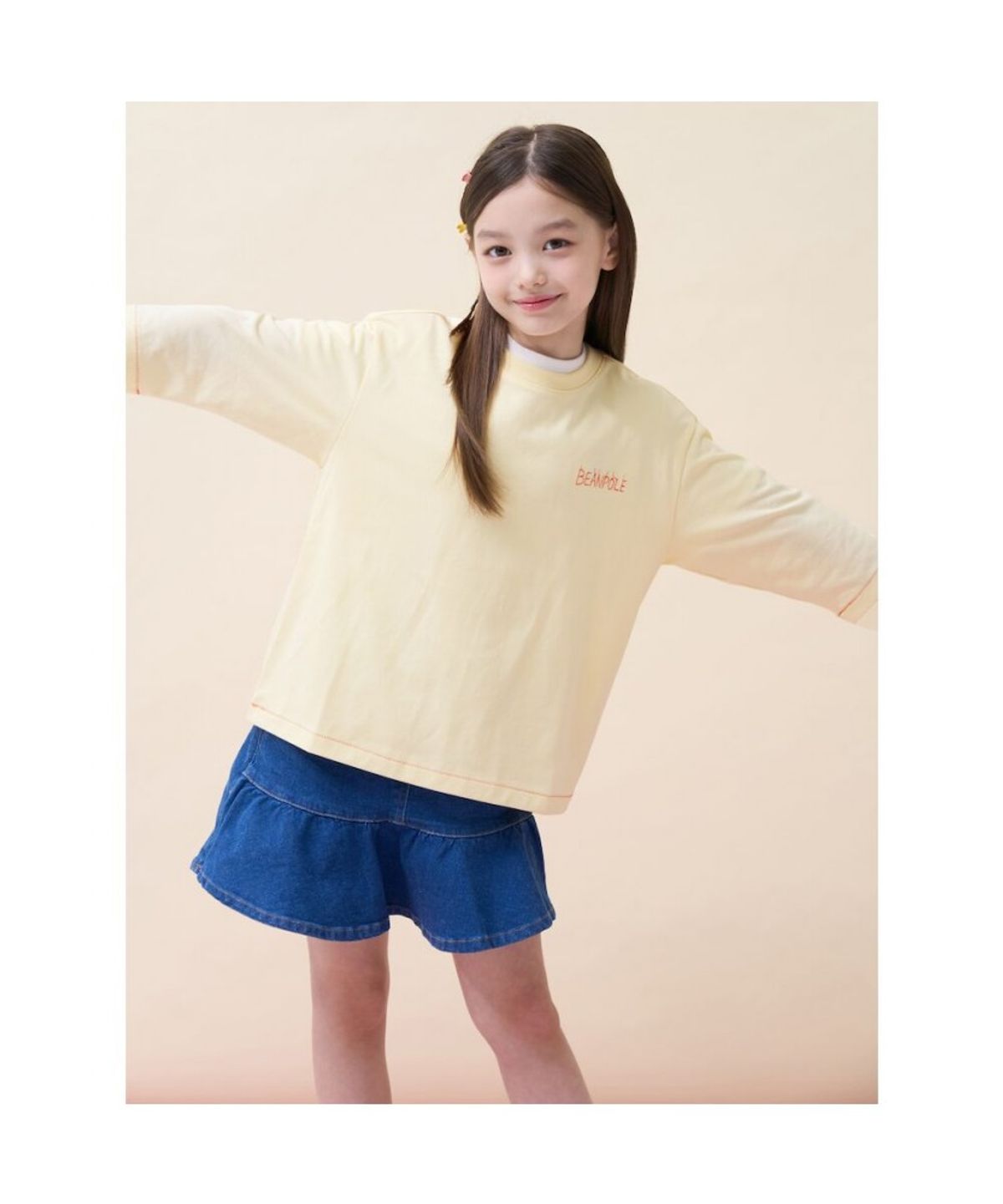 빈폴 키즈(BEANPOLE KIDS) [정희기] 등판 4모티브 7부 티셔츠  옐로우 (BI6741U03E)
