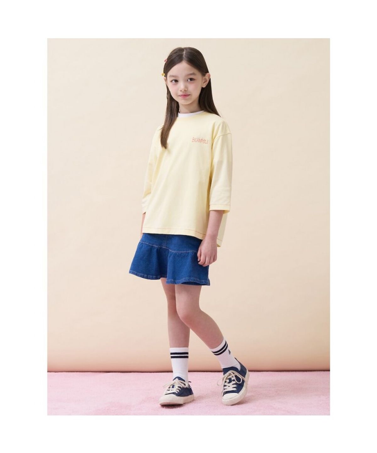 빈폴 키즈(BEANPOLE KIDS) [정희기] 등판 4모티브 7부 티셔츠  옐로우 (BI6741U03E)