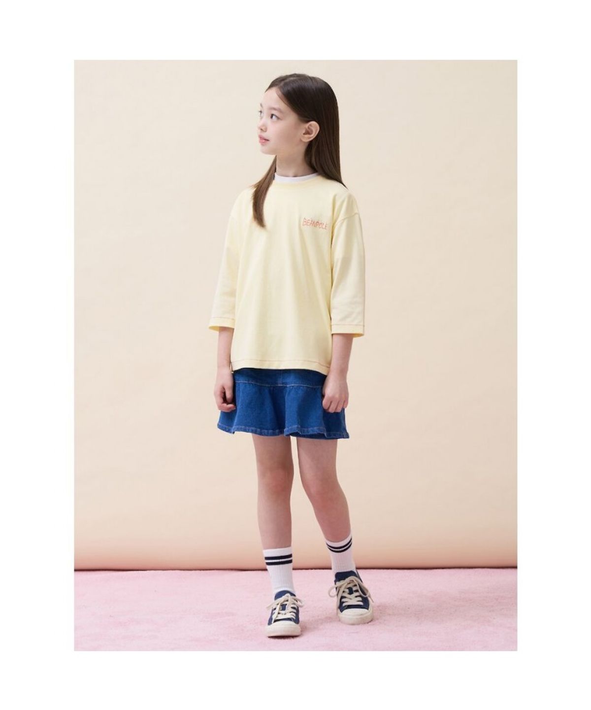 빈폴 키즈(BEANPOLE KIDS) [정희기] 등판 4모티브 7부 티셔츠  옐로우 (BI6741U03E)