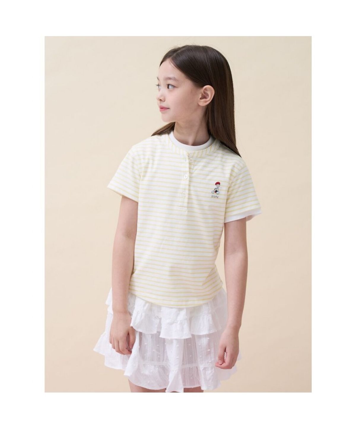 빈폴 키즈(BEANPOLE KIDS) [정희기] 여아 헨리넥 티셔츠  옐로우 (BI6742G04E)