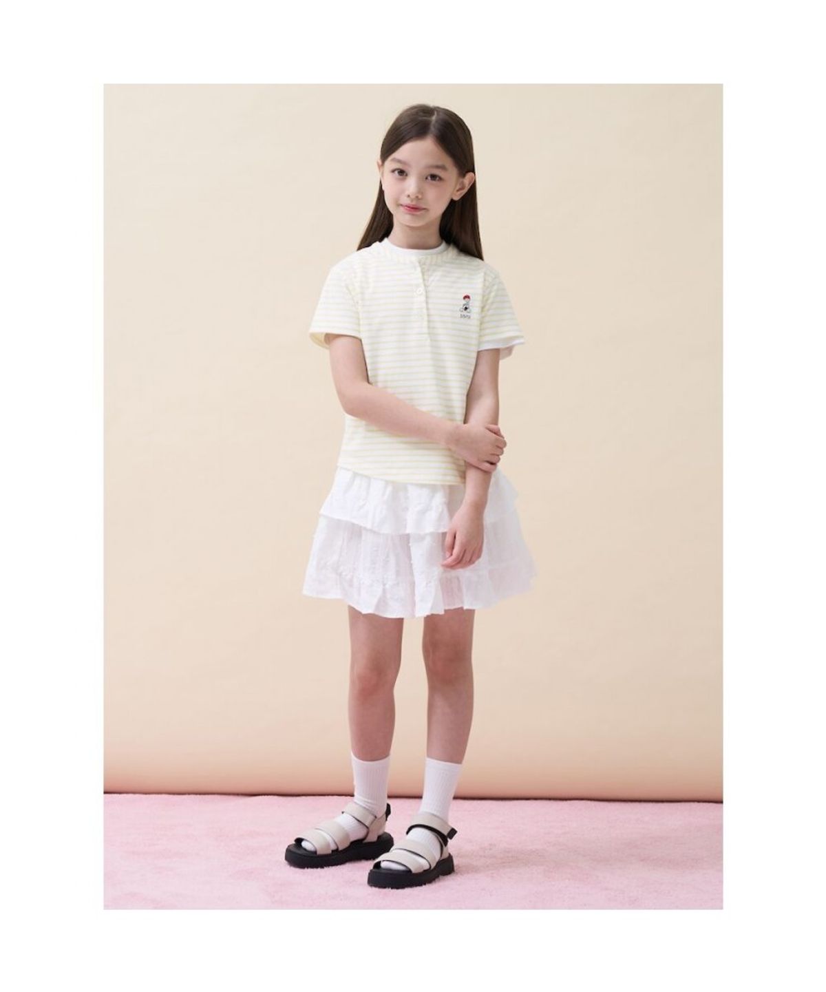 빈폴 키즈(BEANPOLE KIDS) [정희기] 여아 헨리넥 티셔츠  옐로우 (BI6742G04E)