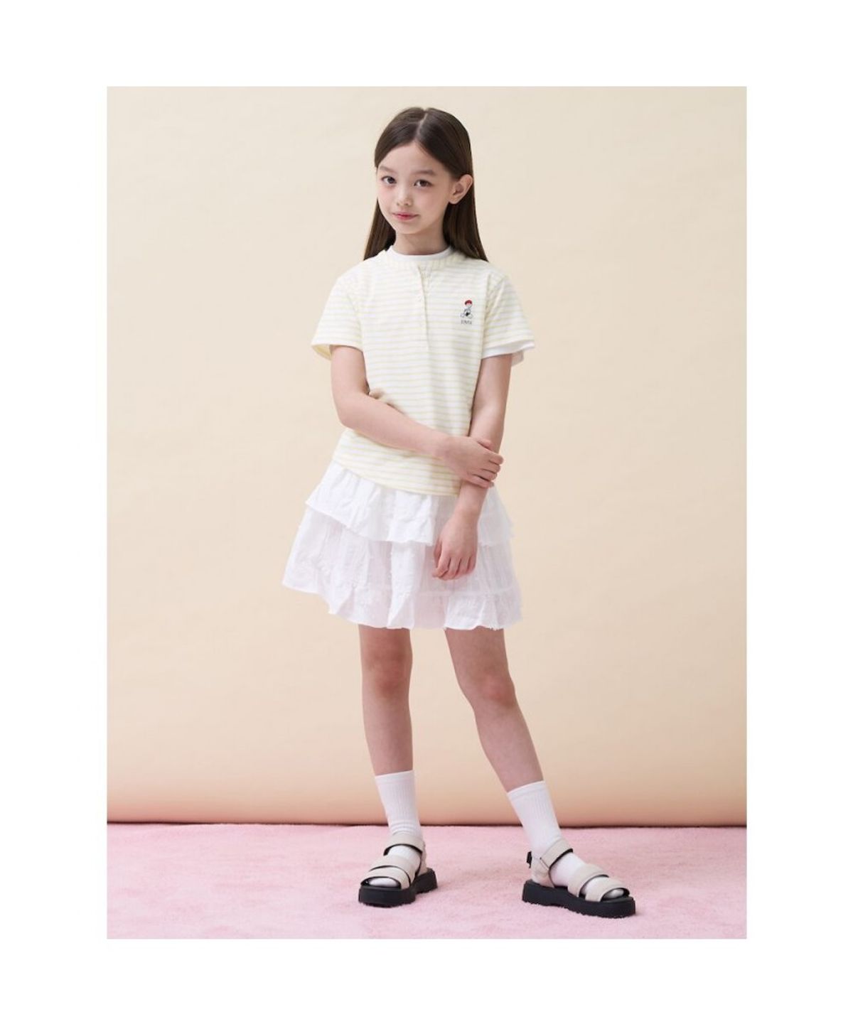 빈폴 키즈(BEANPOLE KIDS) [정희기] 여아 헨리넥 티셔츠  옐로우 (BI6742G04E)