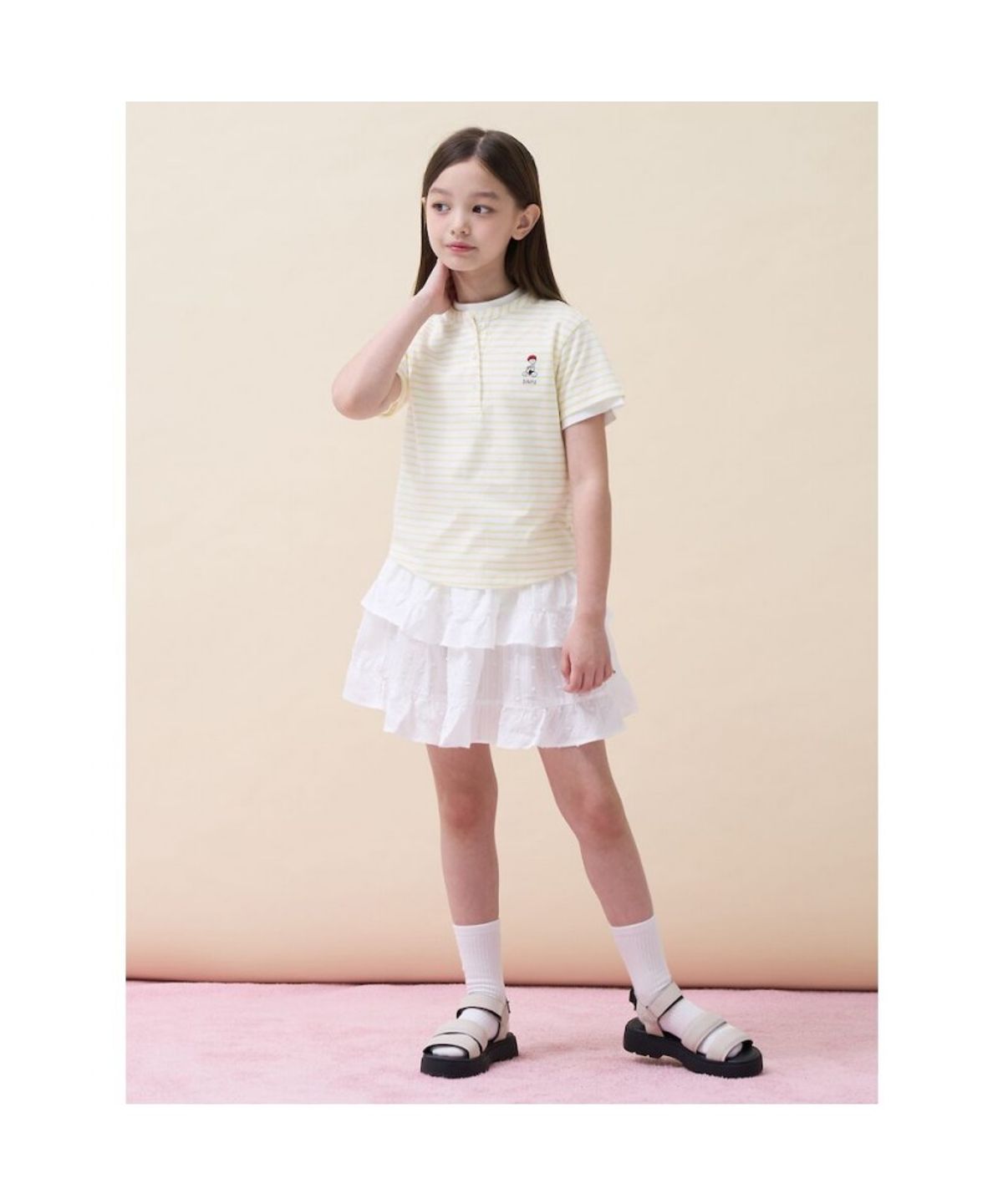 빈폴 키즈(BEANPOLE KIDS) [정희기] 여아 헨리넥 티셔츠  옐로우 (BI6742G04E)