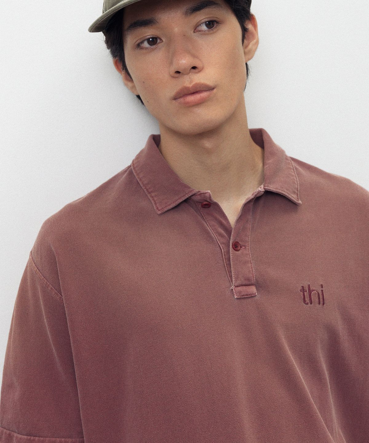 디스이즈네버댓(THISISNEVERTHAT) Washed Polo Shirt Burgundy