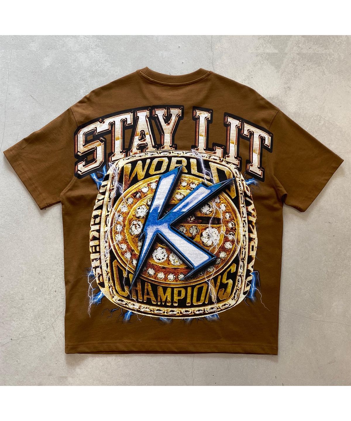 하운드빌(HOUND VILLE) Stay Lit World Champ T shirt brown