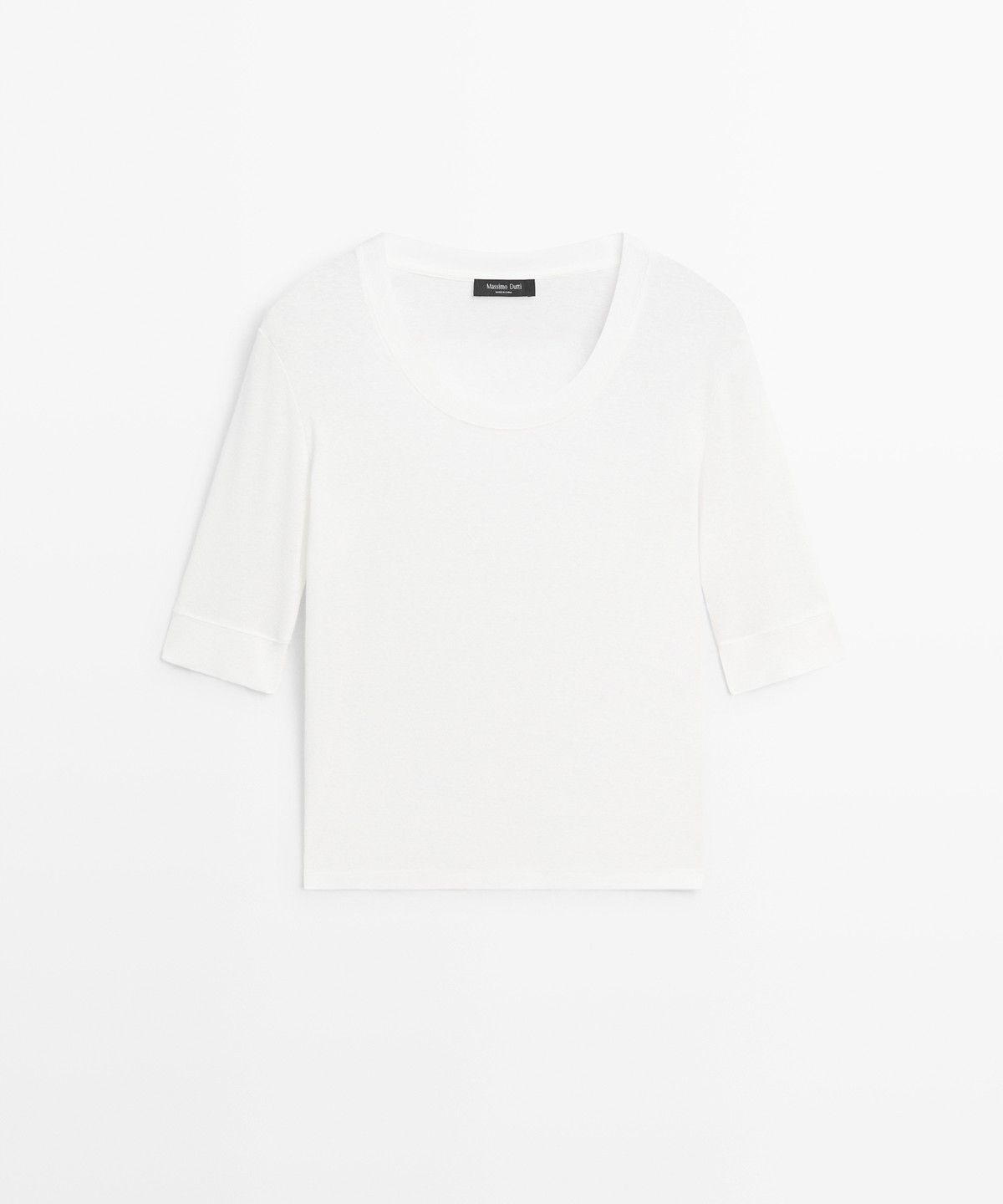 마시모두띠(MASSIMO DUTTI) 100% 코튼 라운드넥 티셔츠