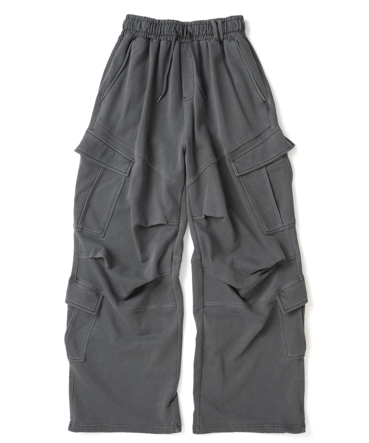 낫포너드(NOT4NERD) Diagonal Panel Dart Cargo Sweat Pants - Charcoal