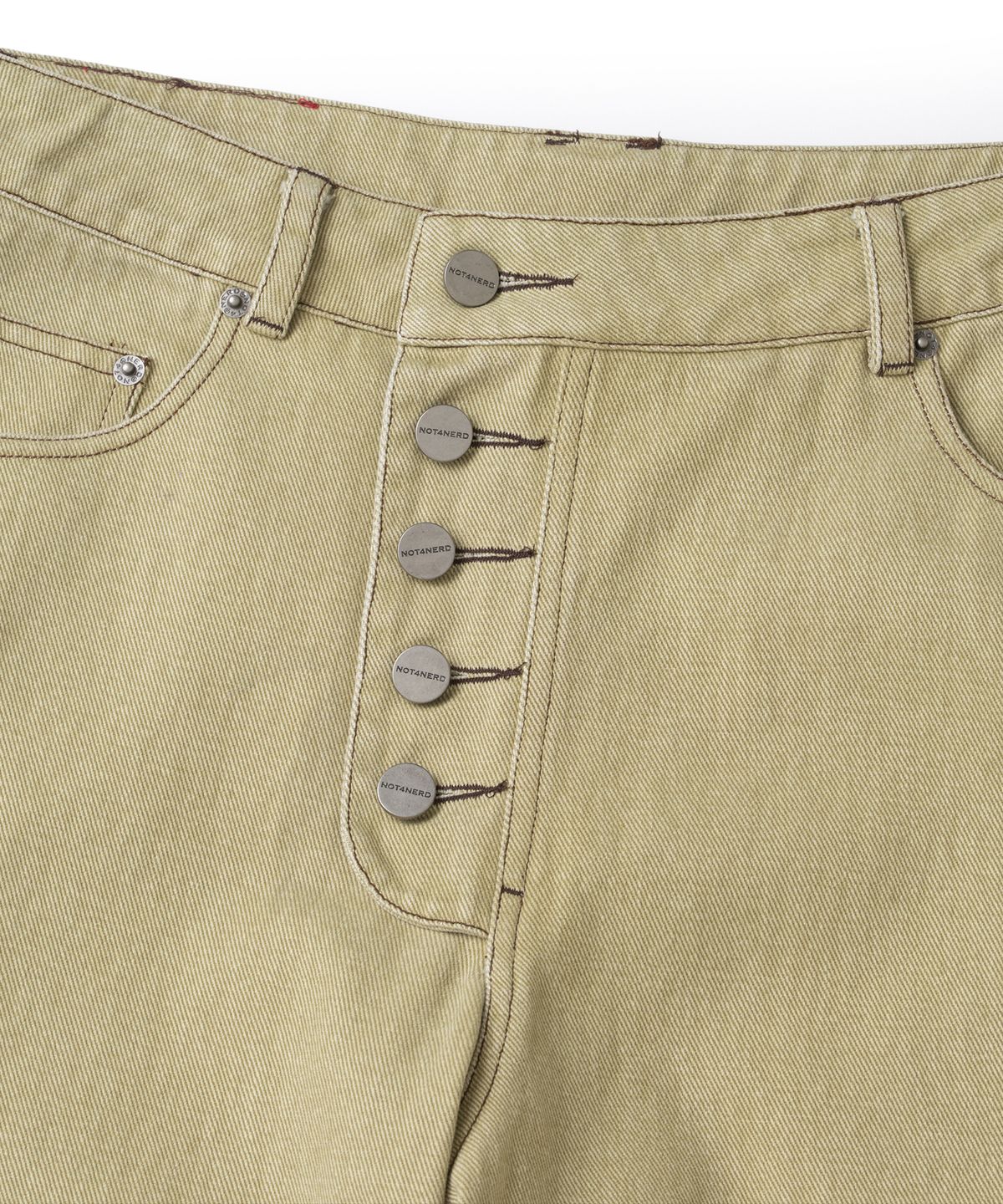 낫포너드(NOT4NERD) Button Fly Darted Denim Pants - Beige