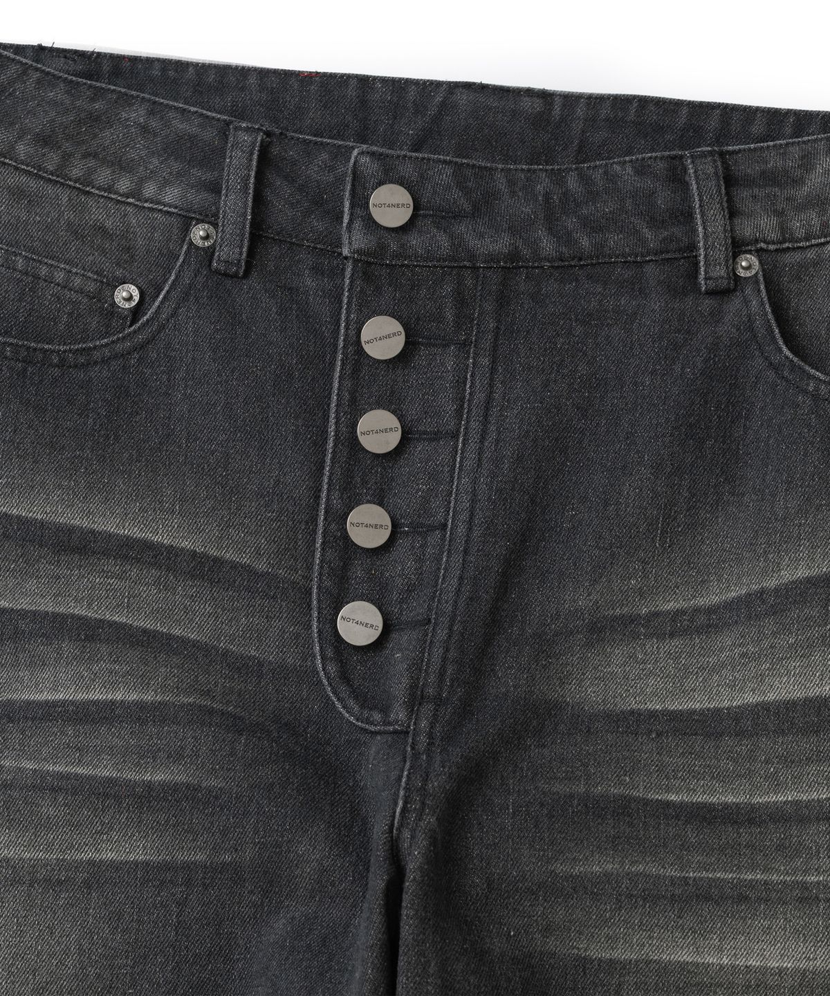 낫포너드(NOT4NERD) Button Fly Darted Denim Pants - Black