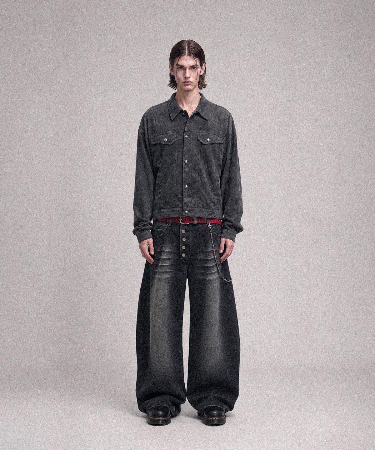 낫포너드(NOT4NERD) Button Fly Darted Denim Pants - Black