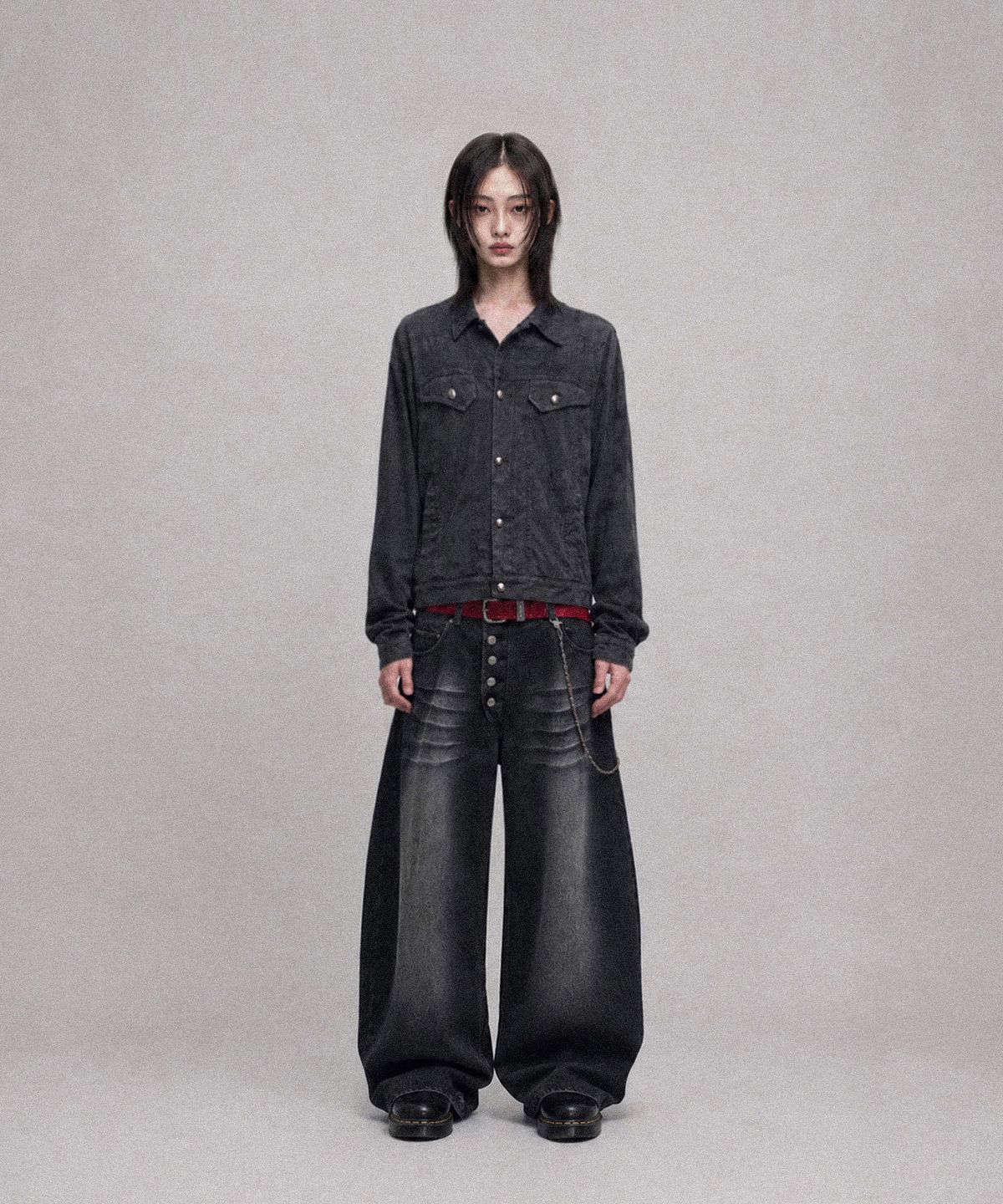 낫포너드(NOT4NERD) Button Fly Darted Denim Pants - Black