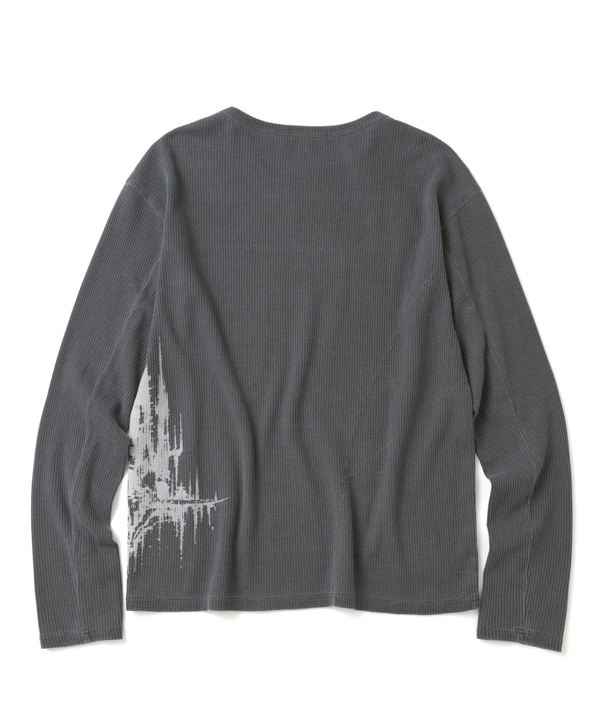 낫포너드(NOT4NERD) Diagonal Seam Waffle Henley Long Sleeve - Charcoal