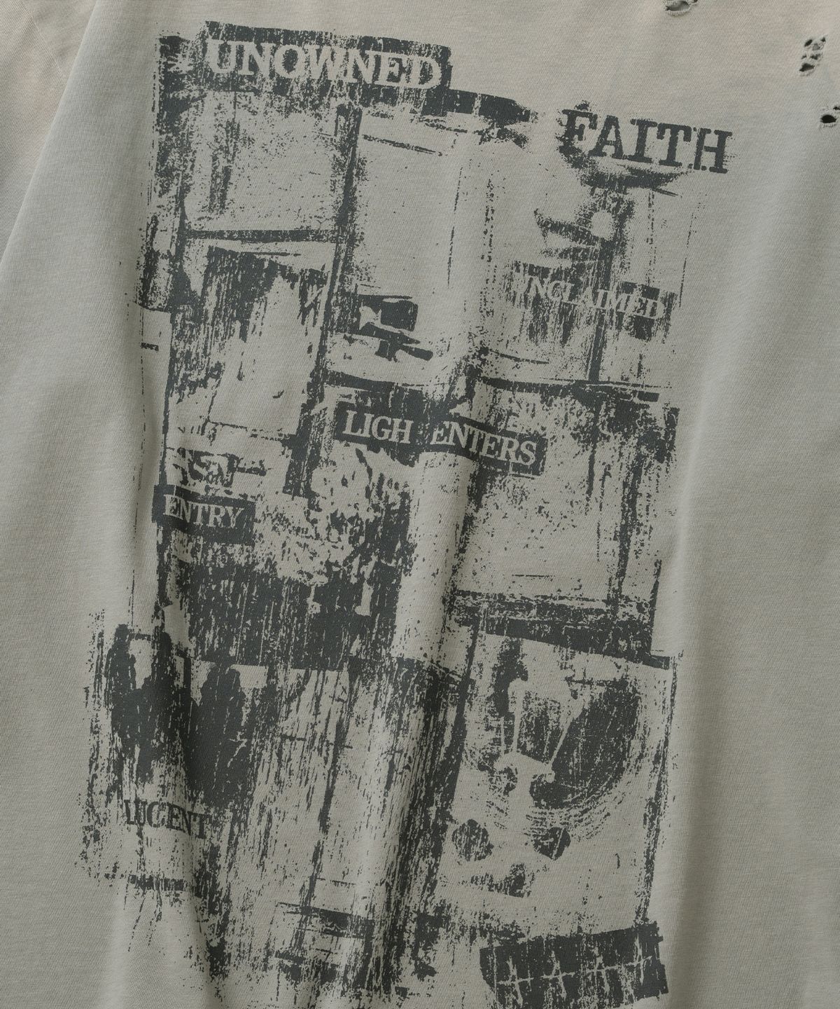낫포너드(NOT4NERD) Unknown Records Bleach Washed Long Sleeve - Light Grey