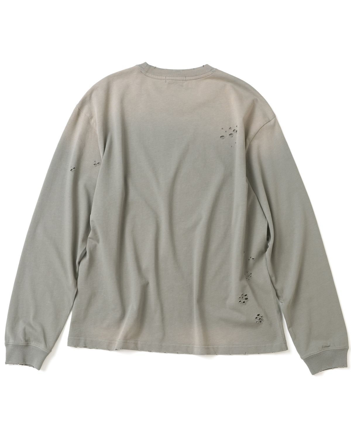 낫포너드(NOT4NERD) Unknown Records Bleach Washed Long Sleeve - Light Grey