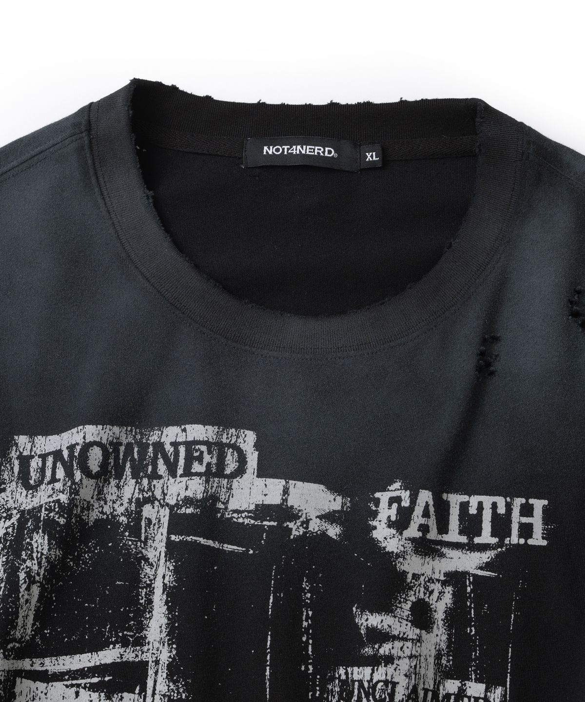 낫포너드(NOT4NERD) Unknown Records Bleach Washed Long Sleeve - Black