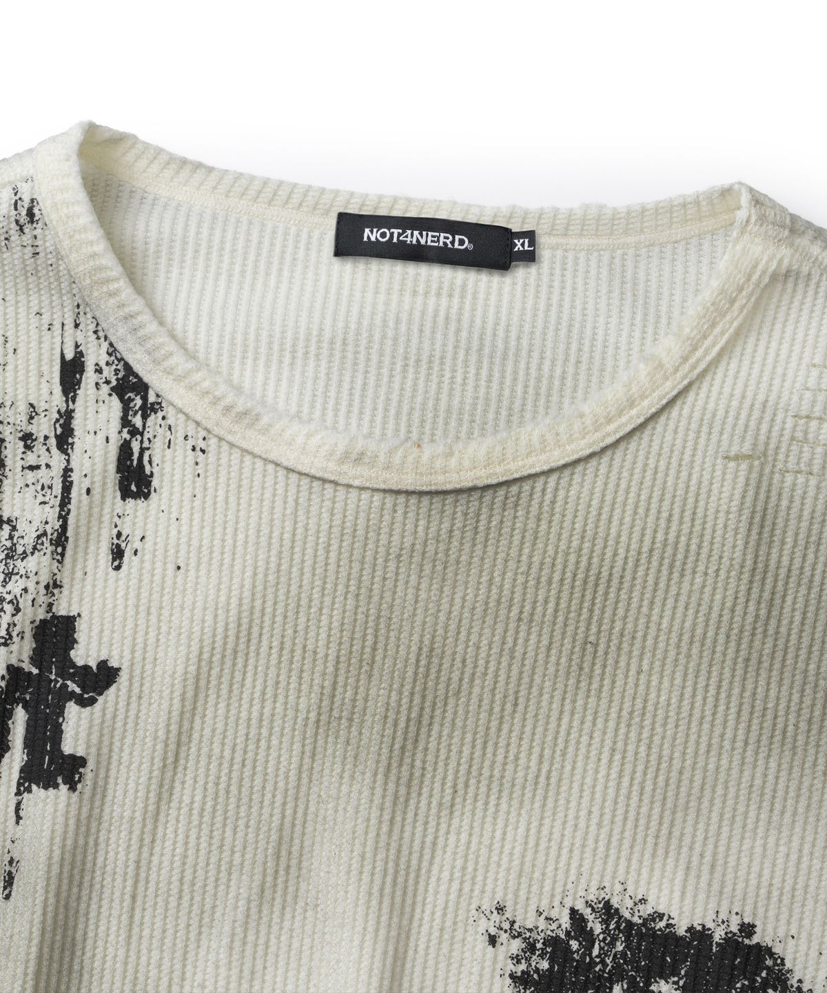 낫포너드(NOT4NERD) Eyes Dirty Washed Distressed Waffle Long Sleeve - Ivory