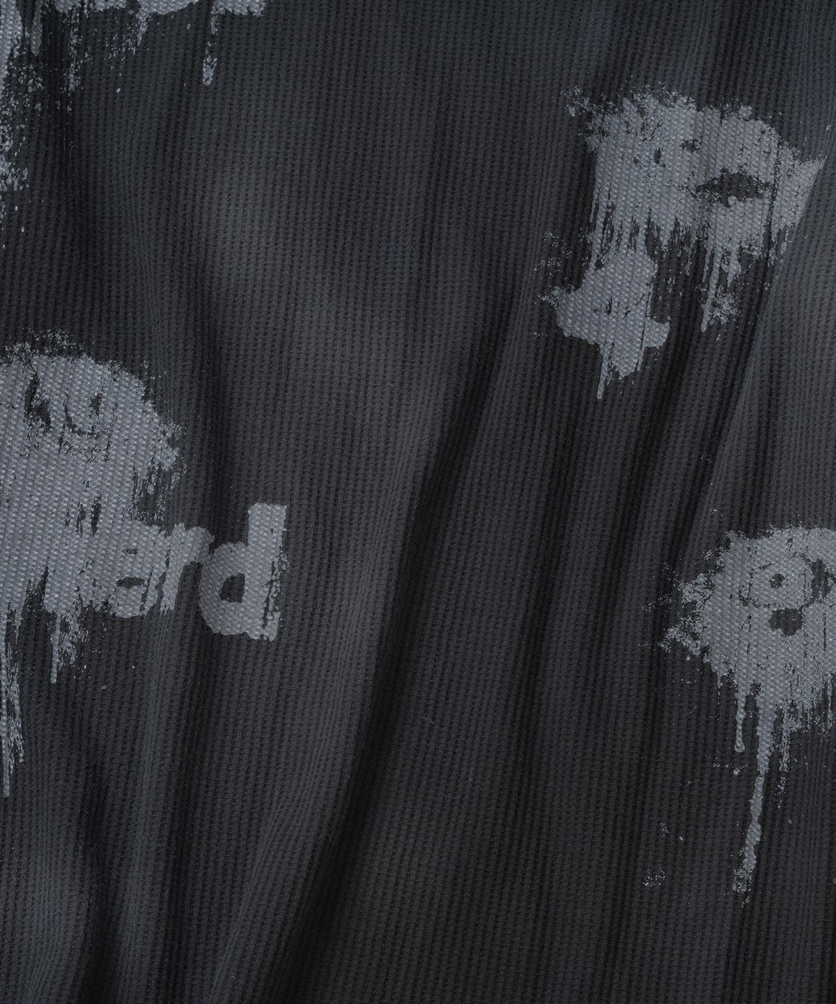 낫포너드(NOT4NERD) Eyes Dirty Washed Distressed Waffle Long Sleeve - Black