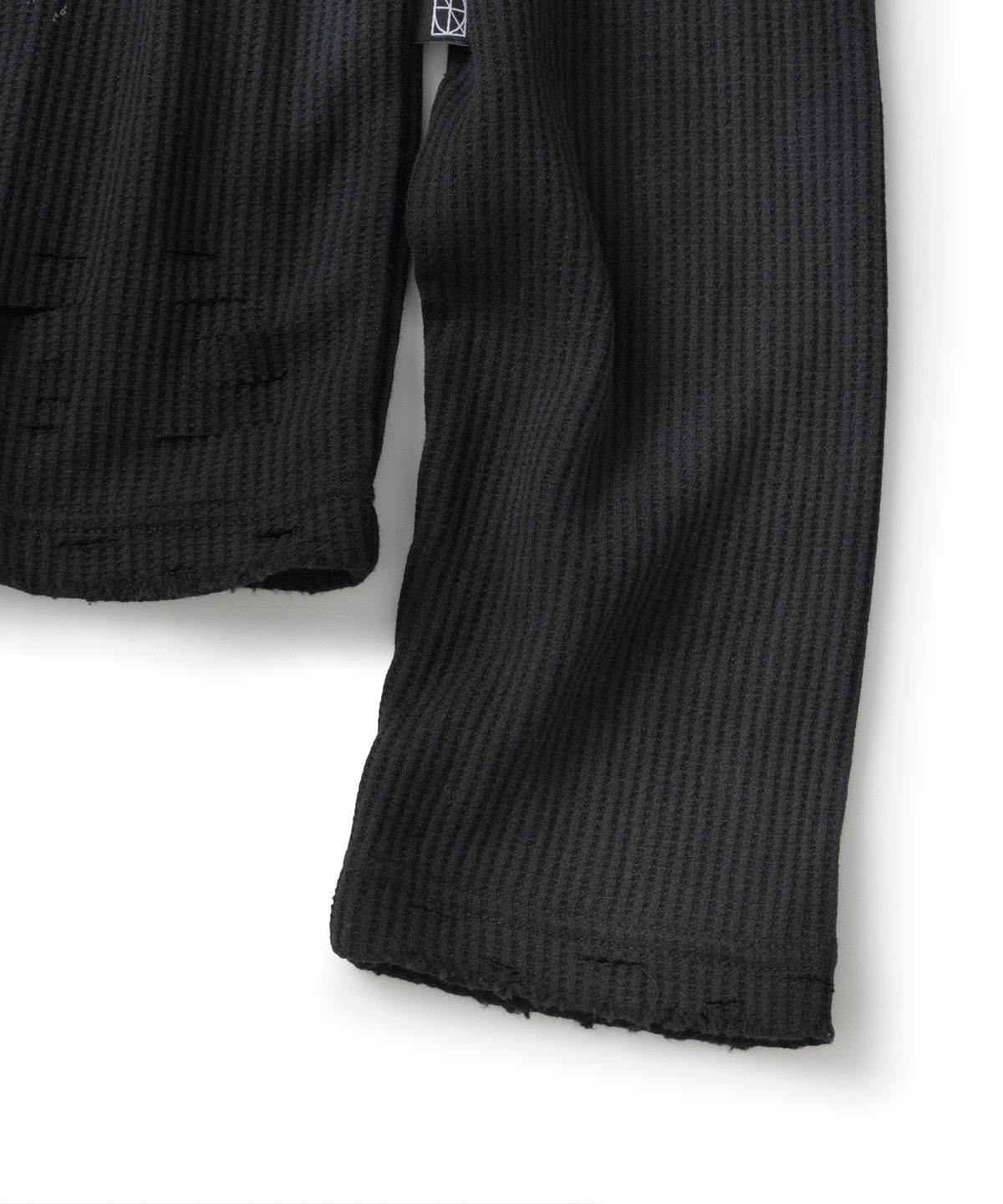 낫포너드(NOT4NERD) Eyes Dirty Washed Distressed Waffle Long Sleeve - Black