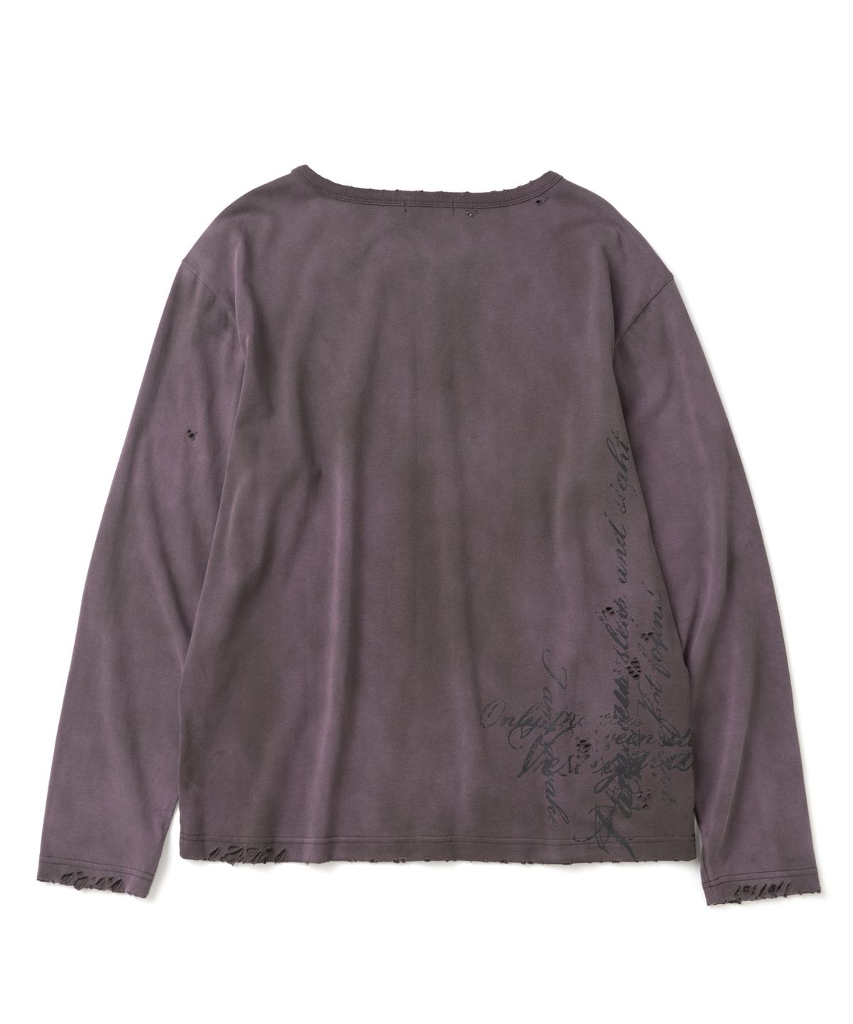낫포너드(NOT4NERD) Raw Distressed Dirty Washed U-Neck Long Sleeve - Purple