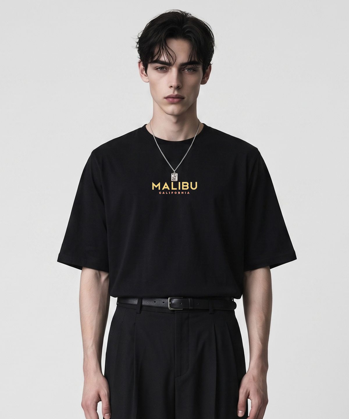 메종니아트(MAISON DE NEART) [MALIBU] 면 16수 프린팅 반팔 티셔츠 말리부_(2color)